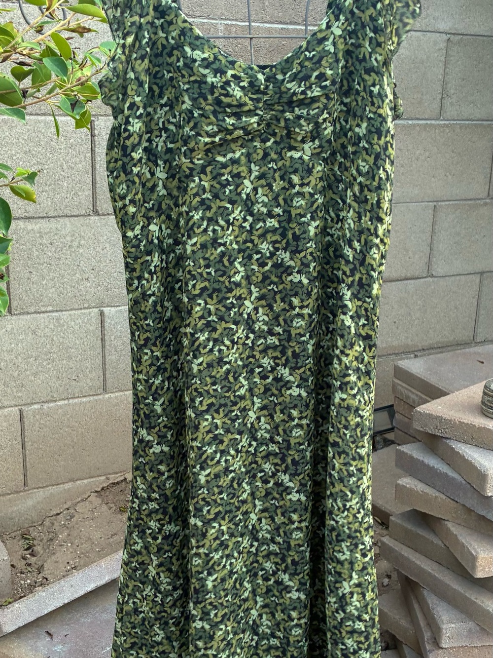 Michael Kors Green Multi-Butterfly Midi-Length Dress